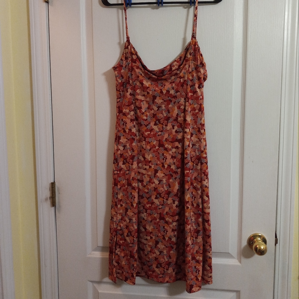 BCBGMAXAZRIA Orange and Red Large Slip Dress